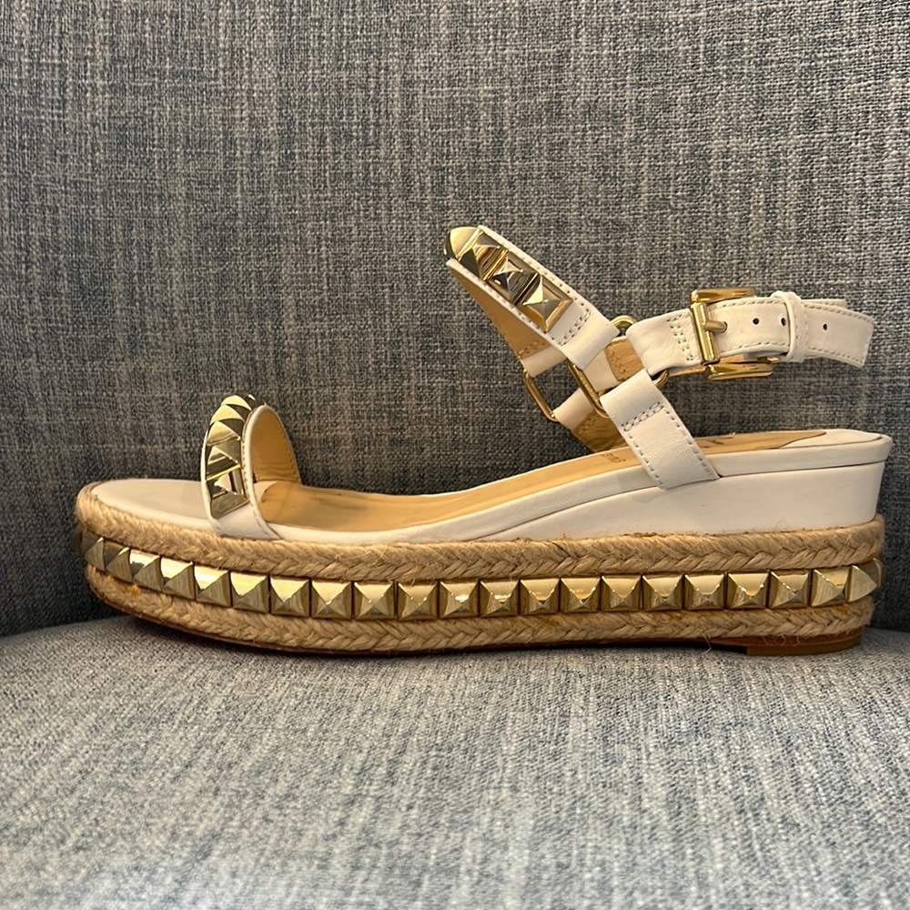 Christian Louboutin white espadrille sandals